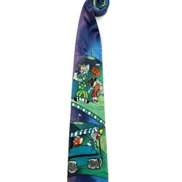 Tom And Jerry 100% Silk Vintage 1994 Mens Golf Tie - Picture 1 of 3